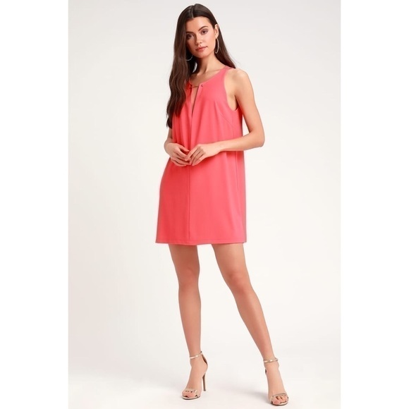 Lulus Cheyanne Coral Cute Casual Flowy Shift Dress - Picture 3 of 9
